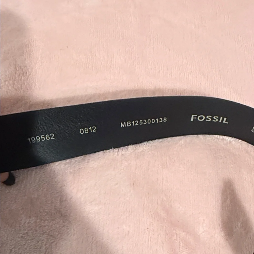 Fossil Dark Leather Belt with Silver Buckle
